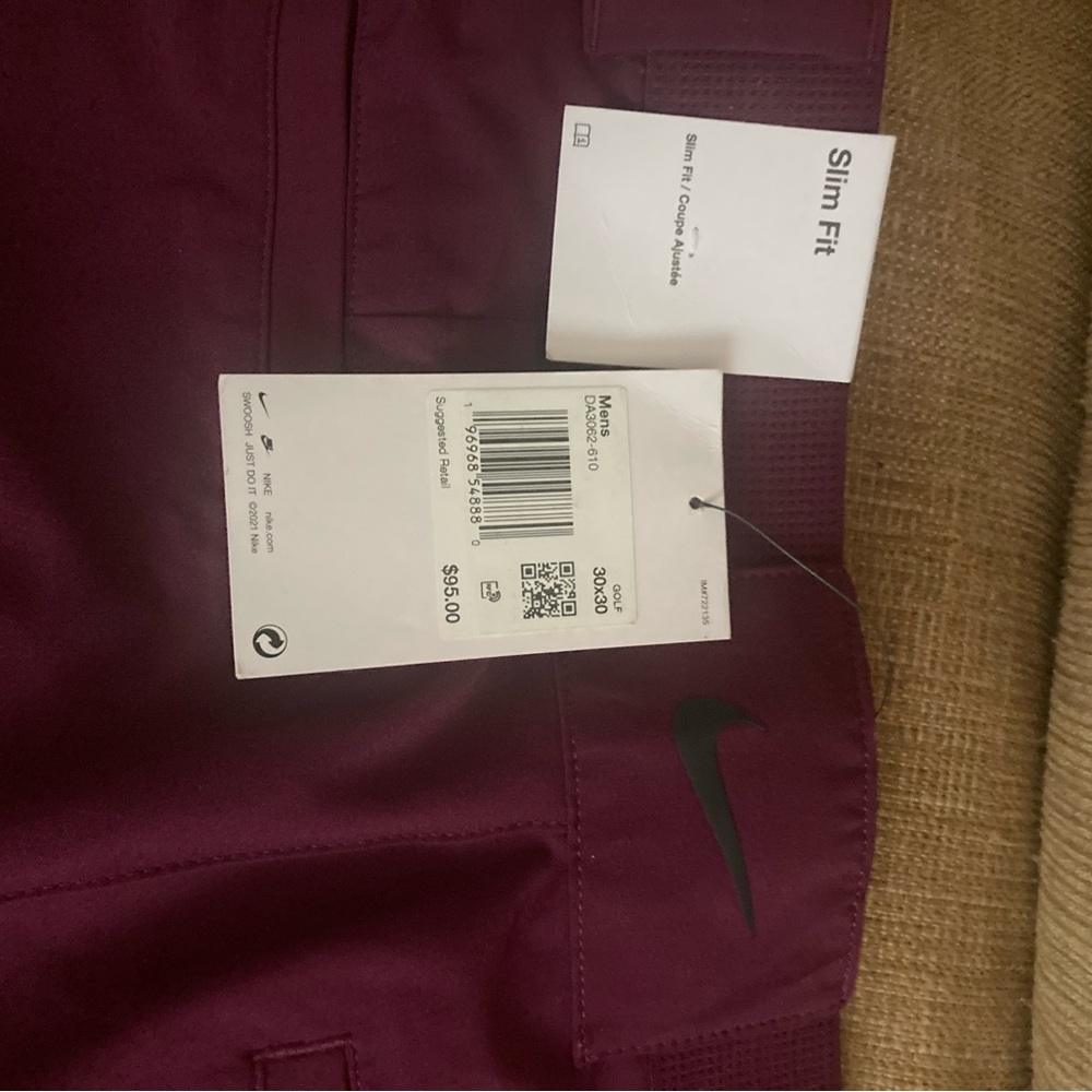 Nike Burgundy Slim Fit men’s golf pants